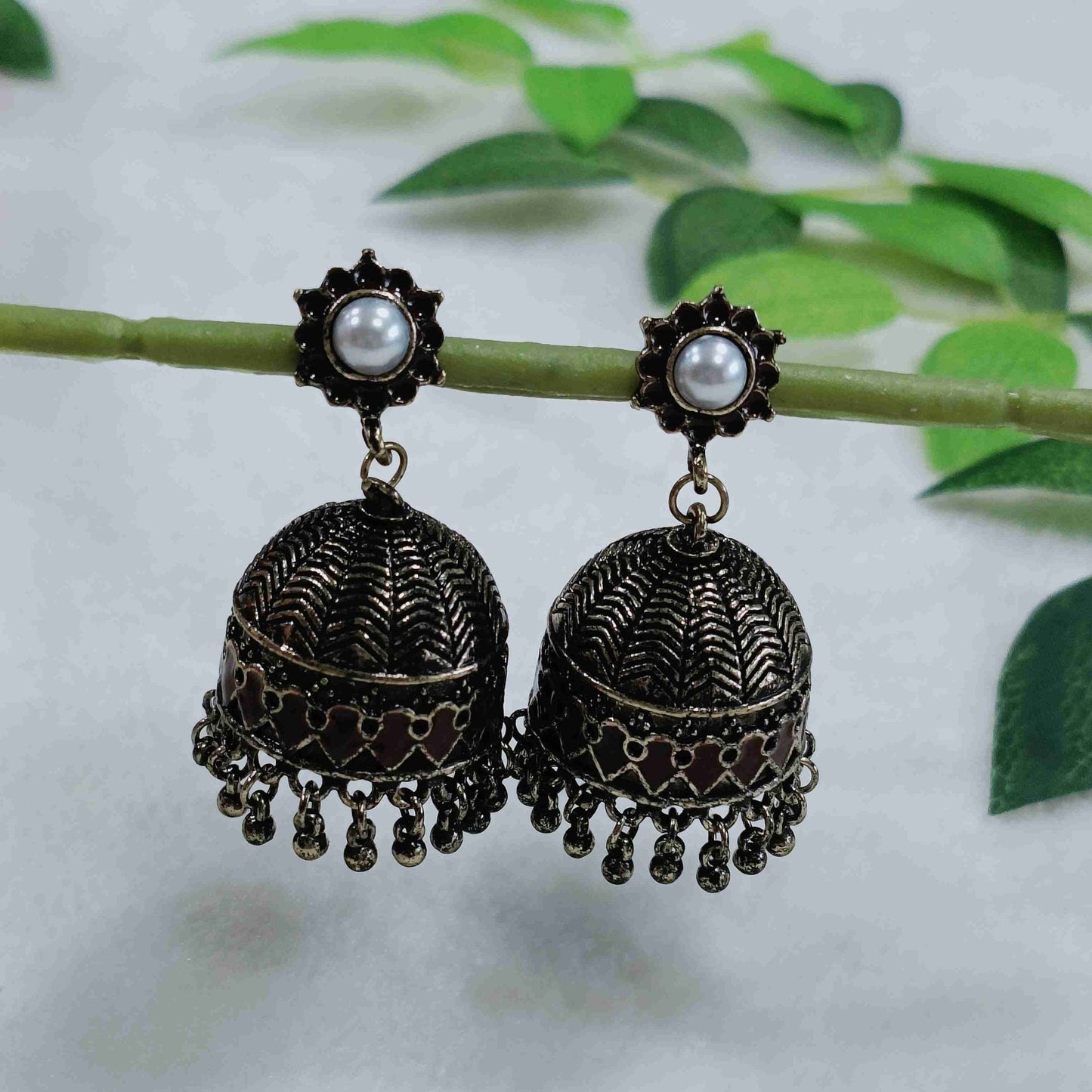 Antique Gold Plated Jhumka Earring