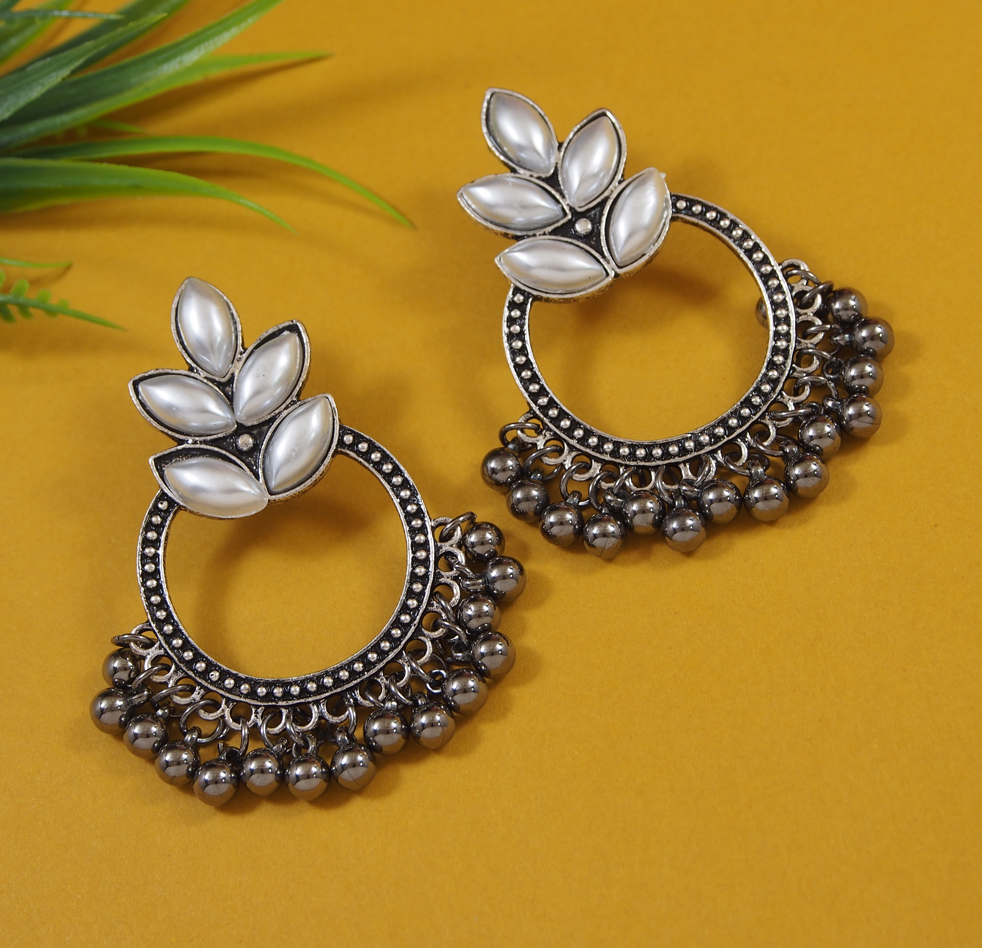 Antique Gold Plated Multicoloured Kundan Chandbali Earring