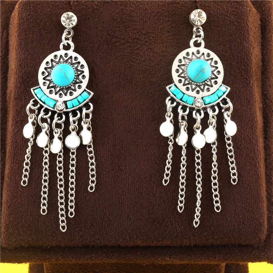 ( Pack Of 3 ) Silver Plated Design Art Beads Tasseled Contemporary Drop Earrings