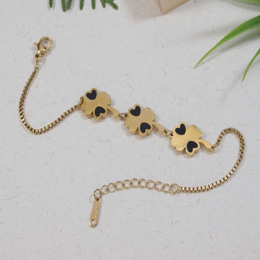 Stainless Steel Floral Link Bracelet