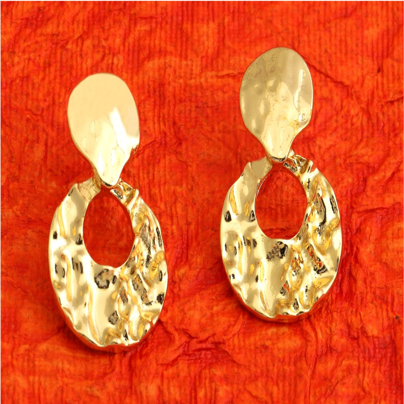 ( Pack Of 3 ) Gold Plated Hand Crafted Geometrical Drop Earring