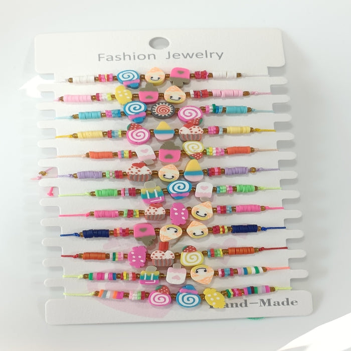 Set of 12 Colourful Multiple Designed Adjustable Kids Bracelet