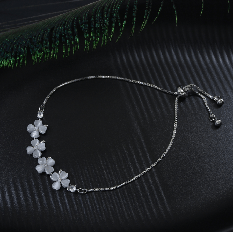 Korean Gold /Rosegold /Silver Plated Link Floral Adjustable Charm Bracelet