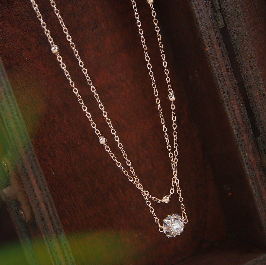 Gold/Rosegold Plated Multi Layered Crystal Pendent Cubic Zirconia Necklace