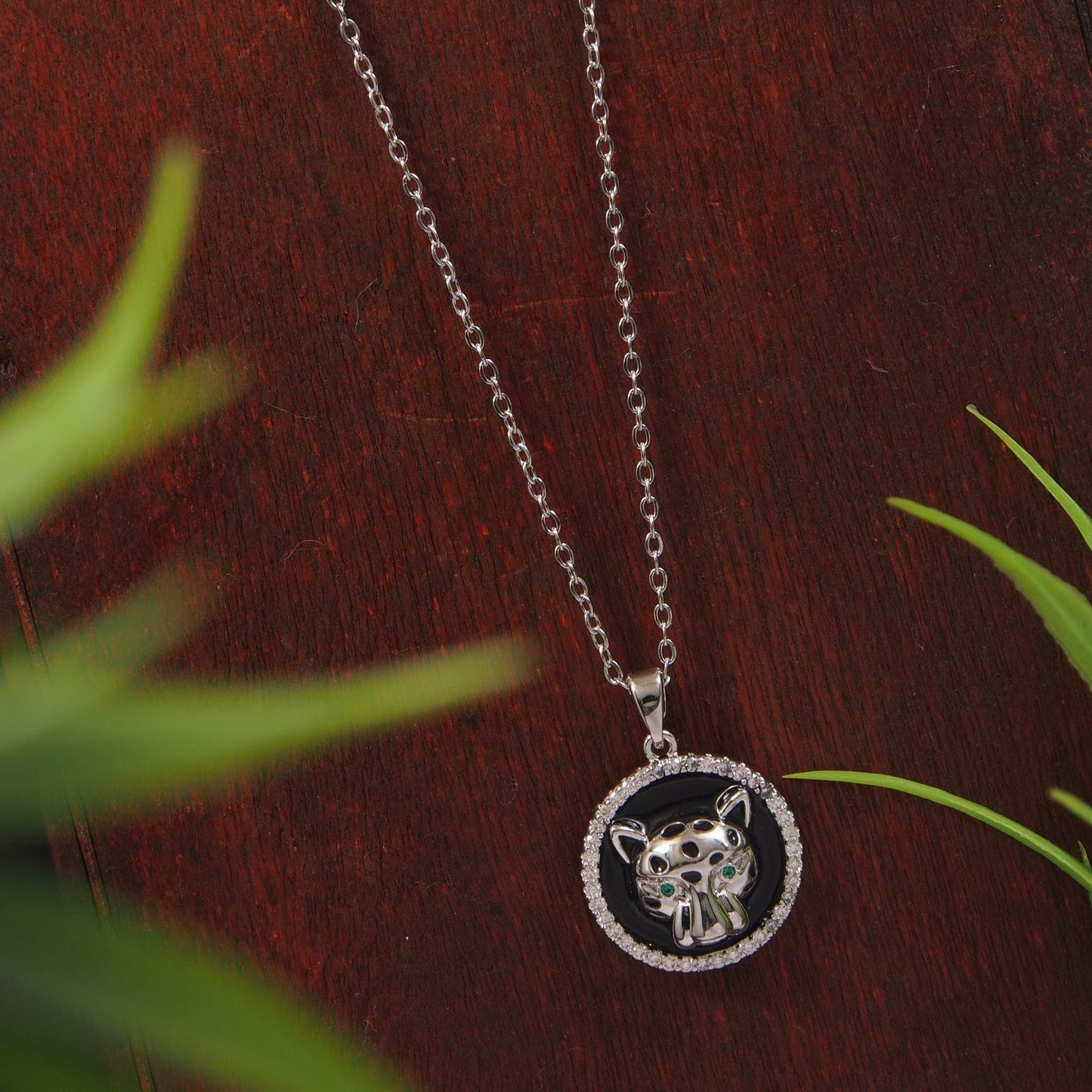 Stainless Steel Silver Tiger Face Pendent Chain Necklace