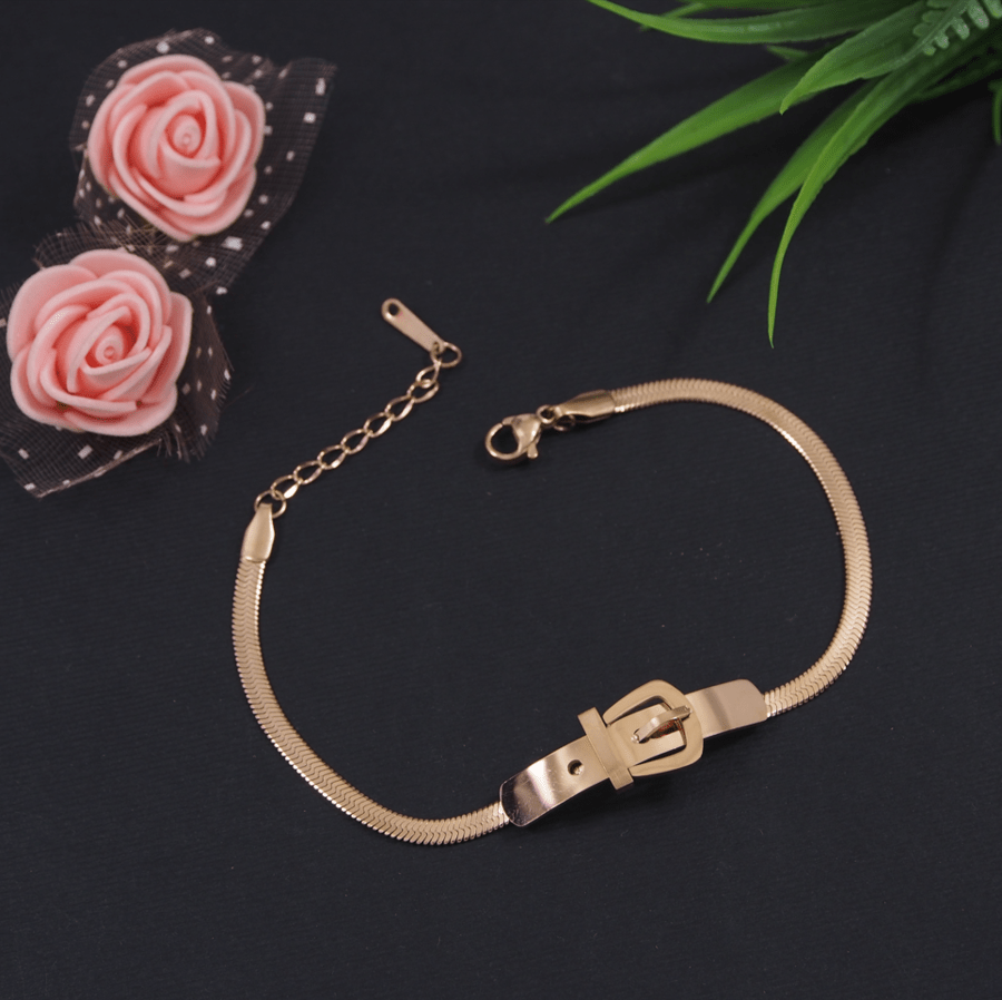 Stainless Steel Rosegold Plated Belt Buckle Bracelet