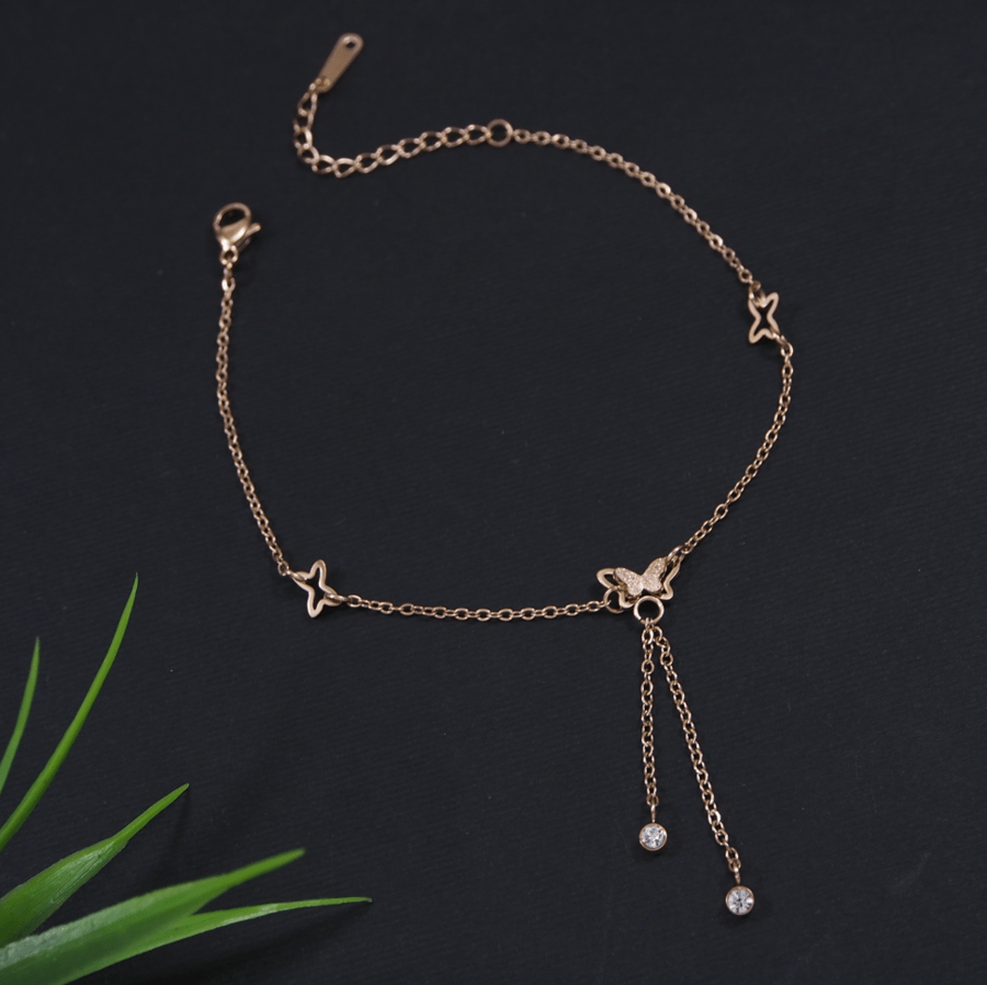 Stainless Steel Gold/Rosegold Plated Butterfly Design Bracelet