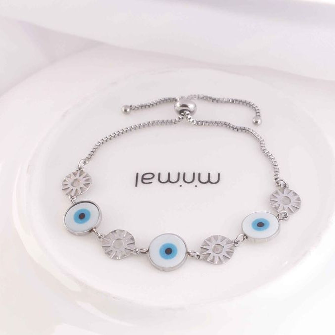 Stainless Steel Evil Eye link Bracelet