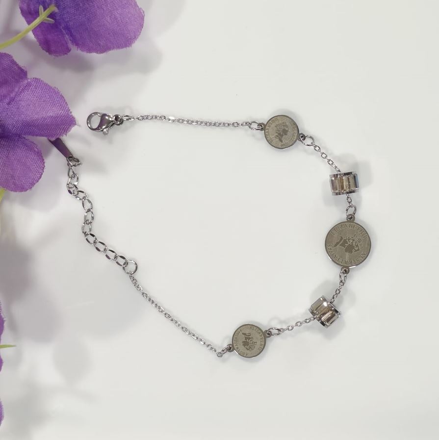 Stainless Steel Elizabeth Coin Link Bracelet