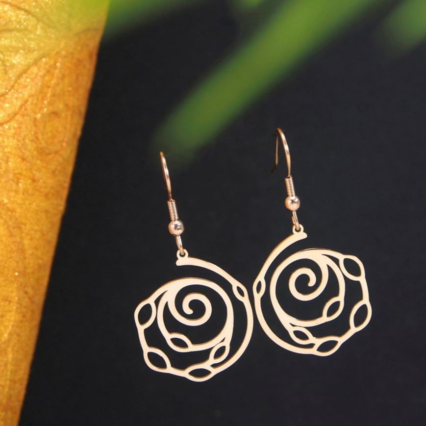 Stainless Steel Rosegold Plated Rose Shaped Earring