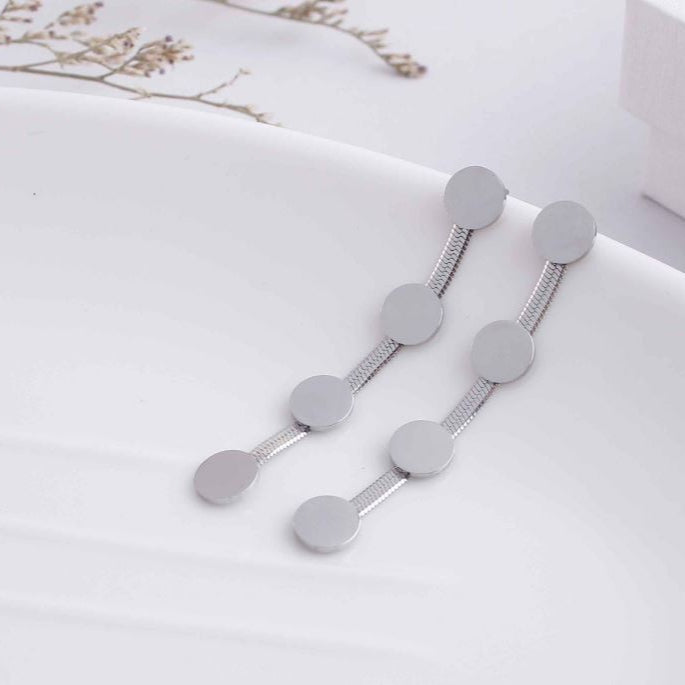 Stainless Steel Round Geometric Link Earring