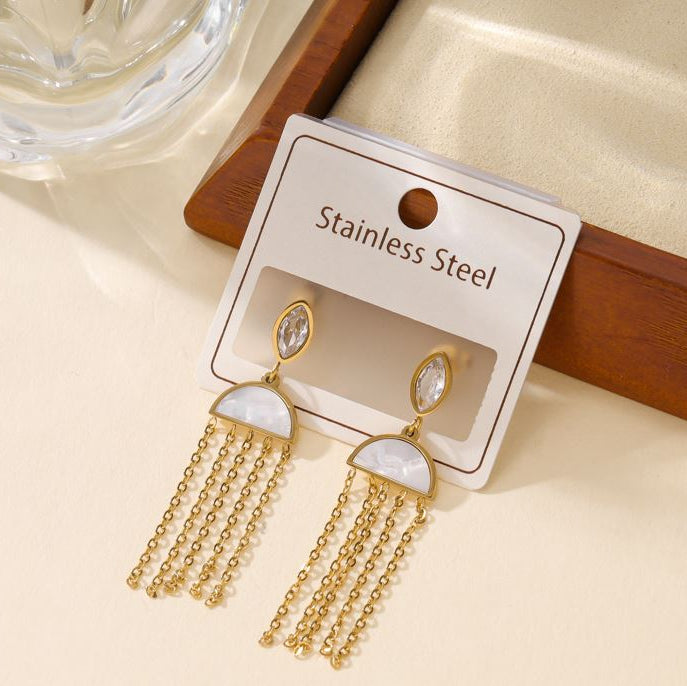 Stainless Steel White Shell Earring