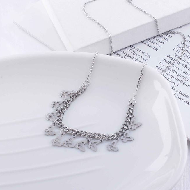 Stainless Steel Hanging Butterfly Chain Necklace