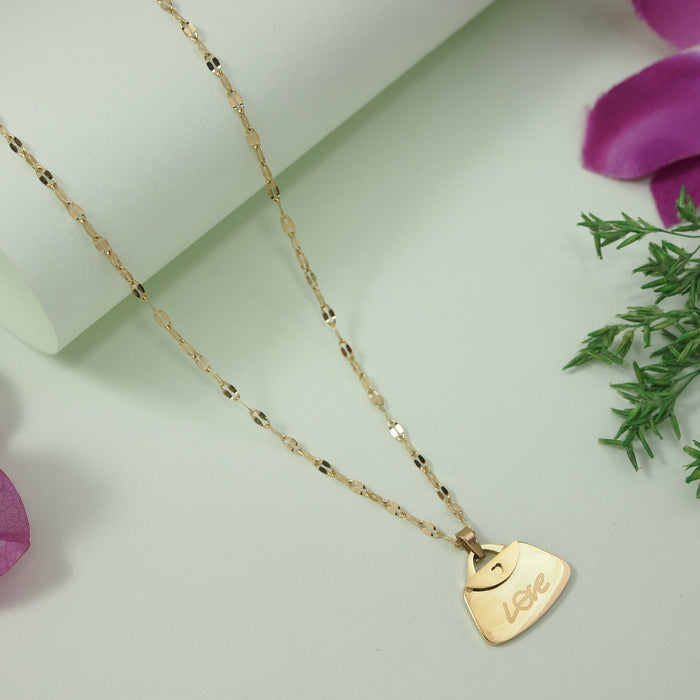 Stainless Steel Purse Shape Pendent Necklace