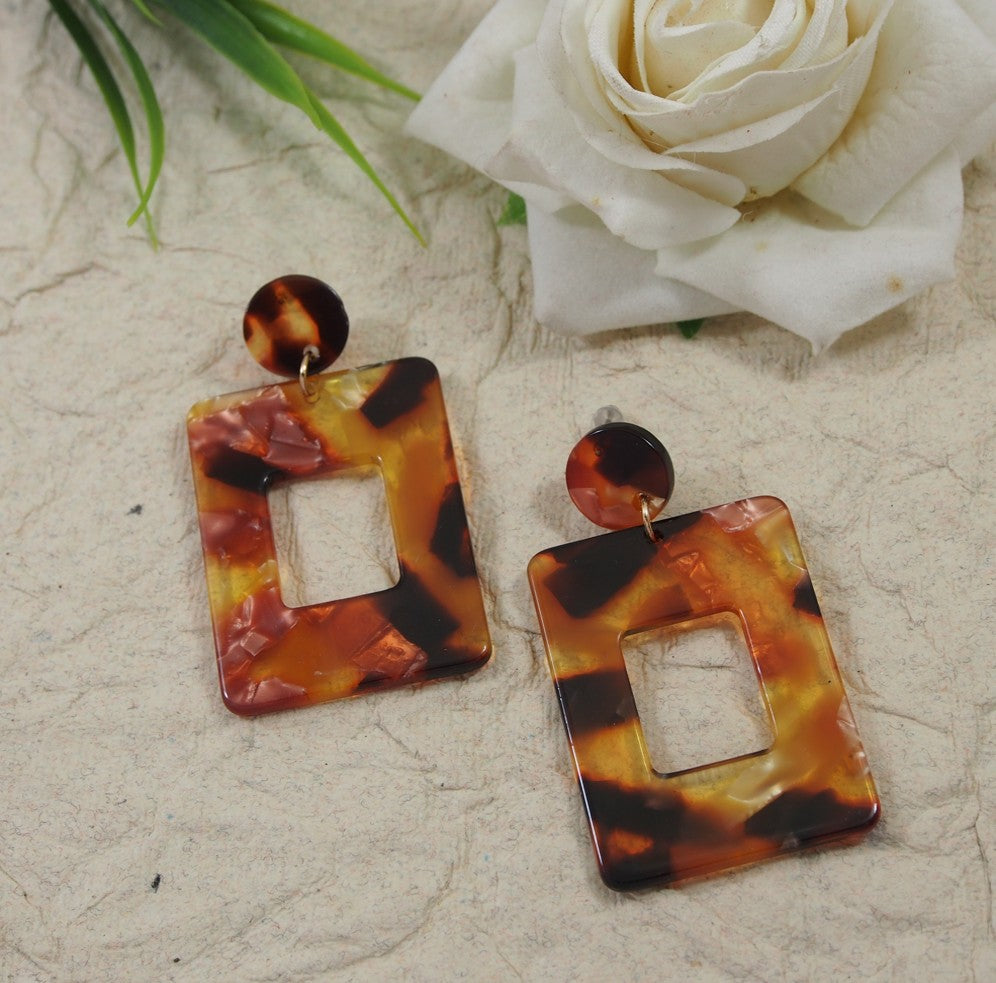 Textured Print Geometrical Shape Western Earring