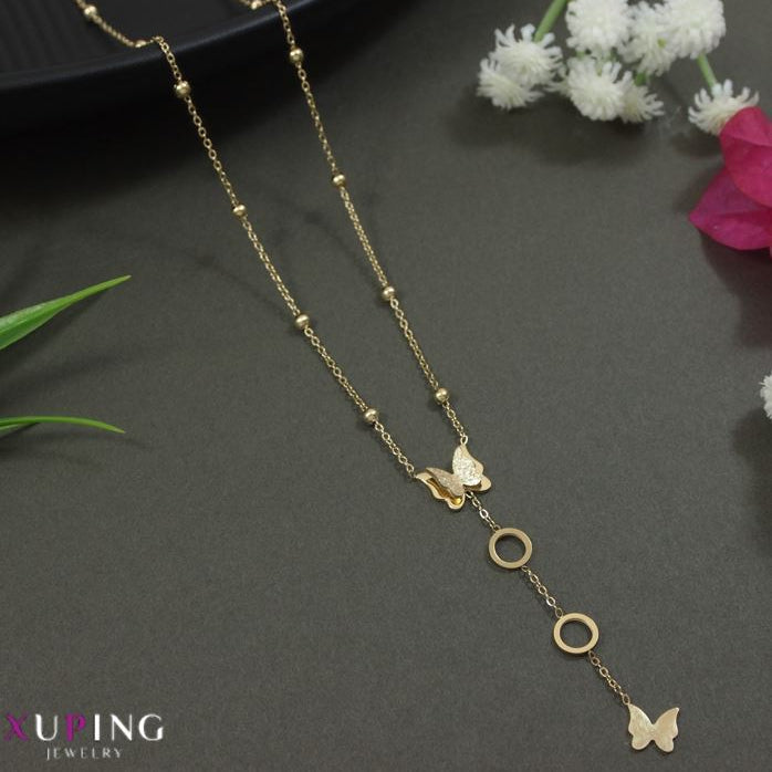 Xuping multi Layer Butterfly Pendent Necklace