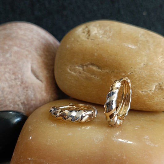 Two Tone Twist Designed Round Shaped Hoops Earring