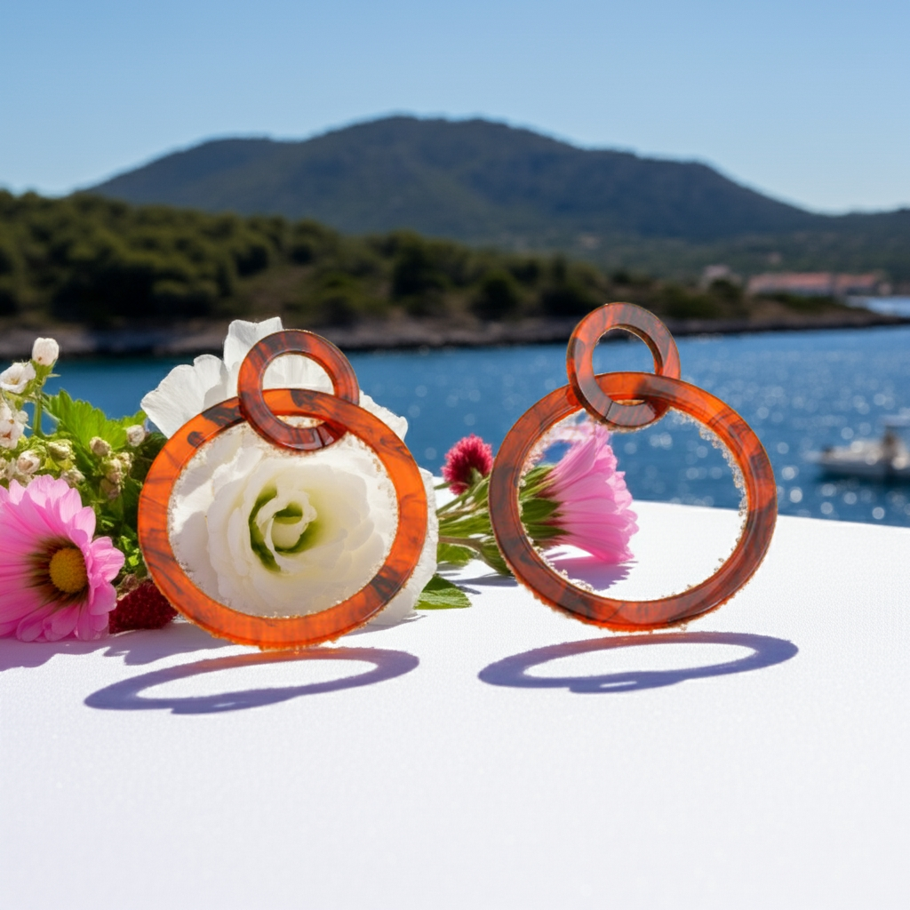 ( Pack of 3 ) Multi Colors Circular Shape Acrylic Drop Earring