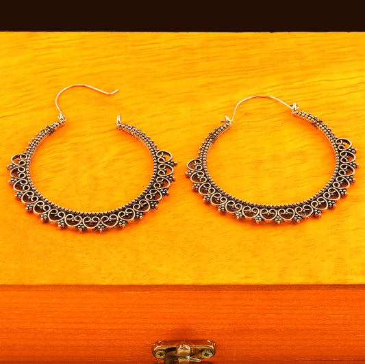 Antique Gold Plated Hoops Earring