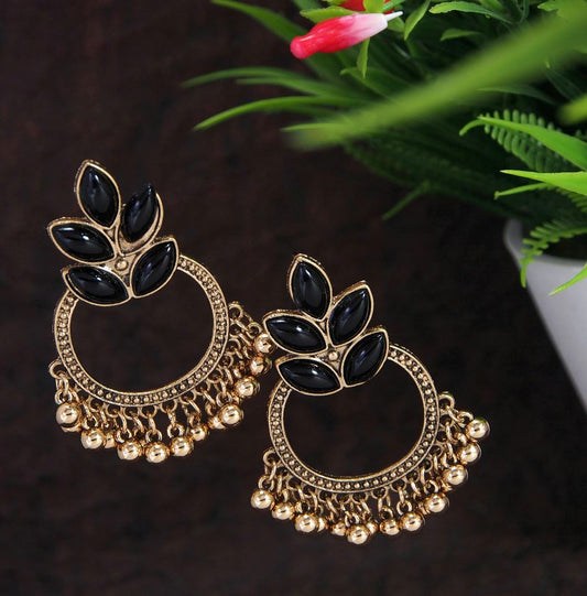 Antique Gold Plated Multicoloured Kundan Chandbali Earring