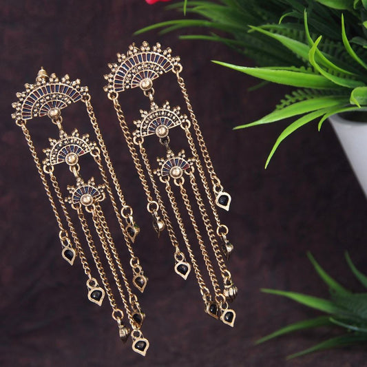 Antique Gold Plated Mandala Tassel Earring