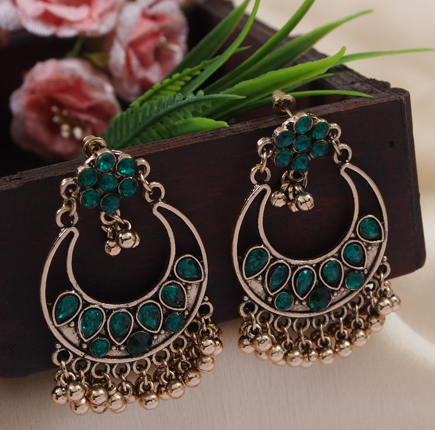 Antique Gold /silver plated Chandbali hanging Beads Fashion Earring