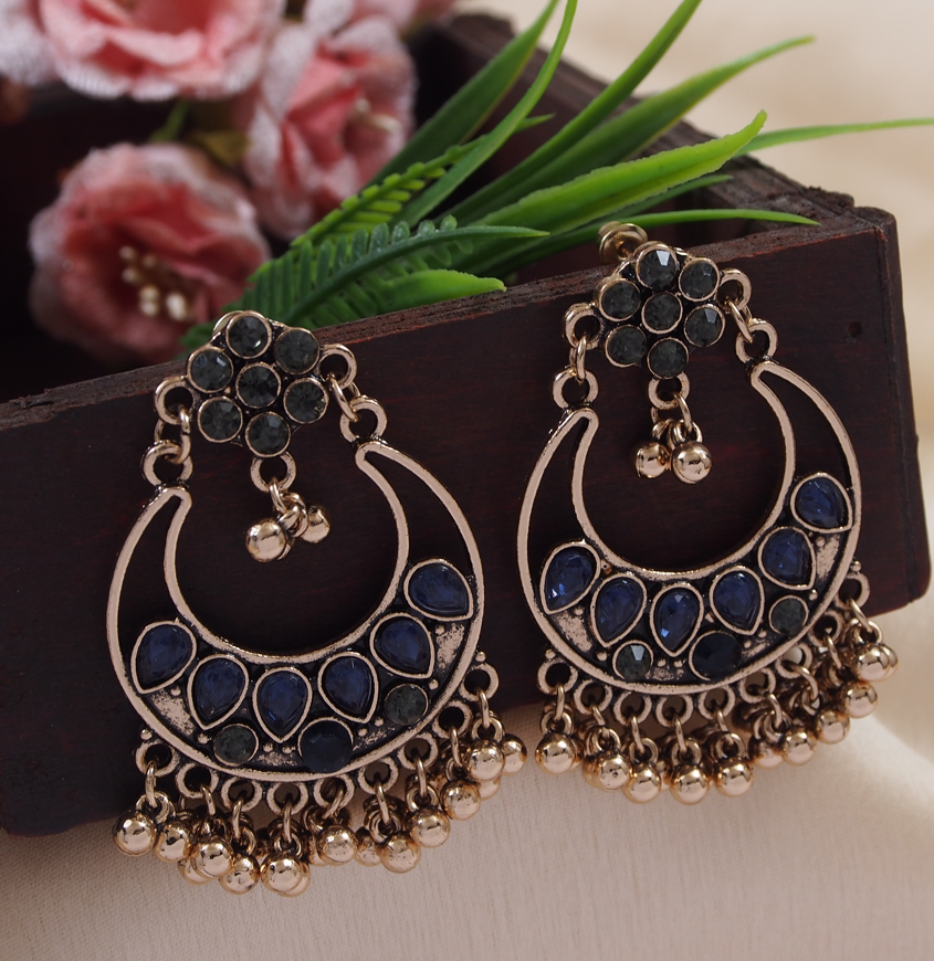 Antique Gold /silver plated Chandbali hanging Beads Fashion Earring