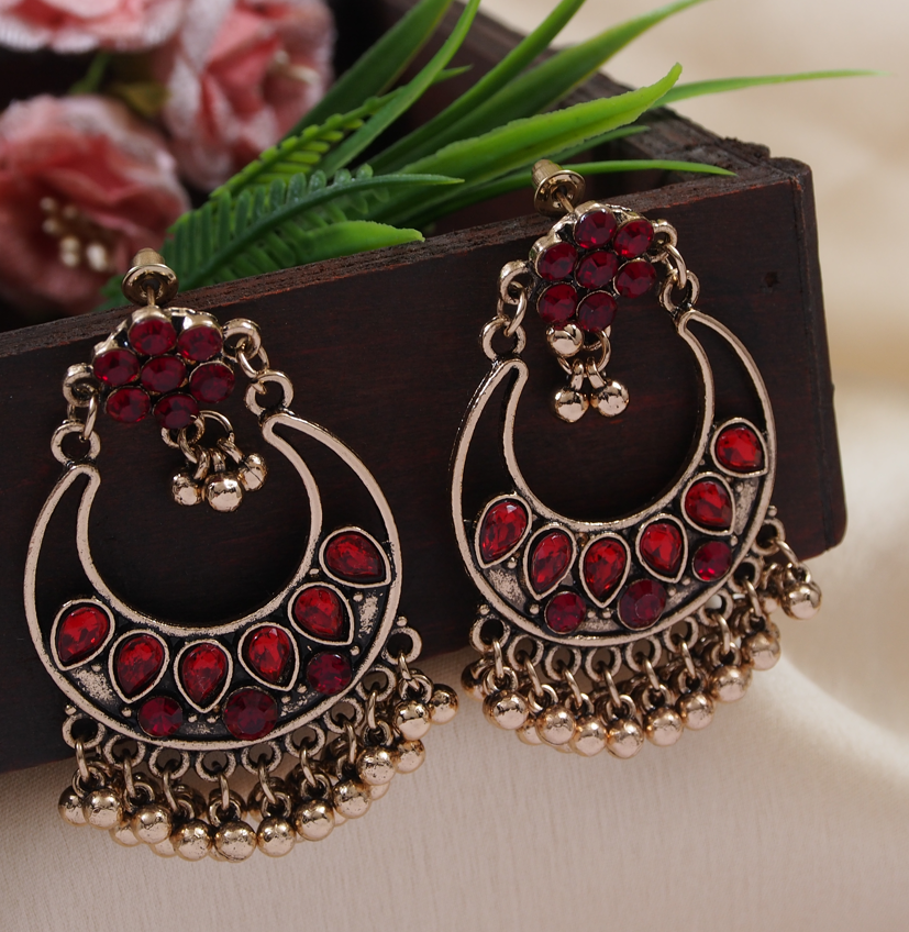 Antique Gold /silver plated Chandbali hanging Beads Fashion Earring