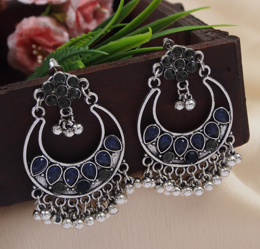 Antique Gold /silver plated Chandbali hanging Beads Fashion Earring