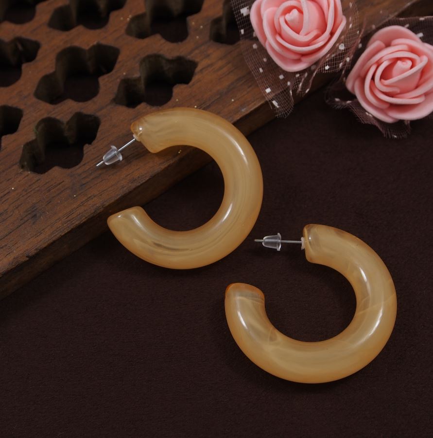 Yellow Coloured Hoops Earring