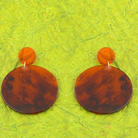 Wine Color Circular Shaped Drop Earring