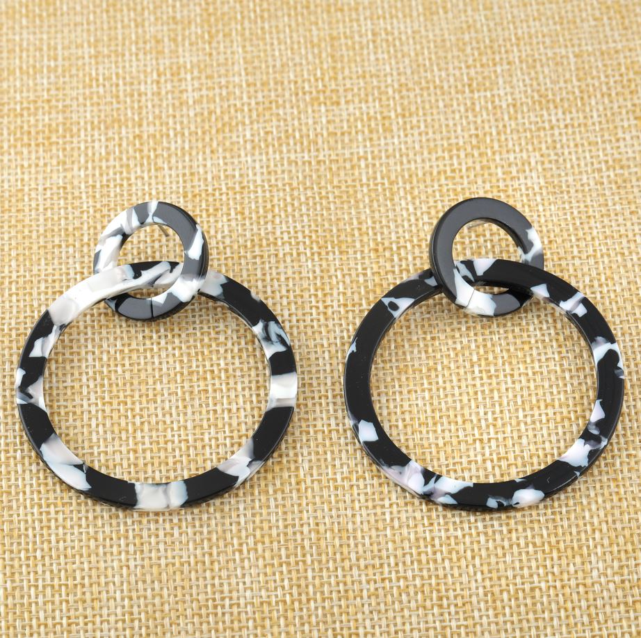 ( Pack of 3 ) Multi Colors Circular Shape Acrylic Drop Earring