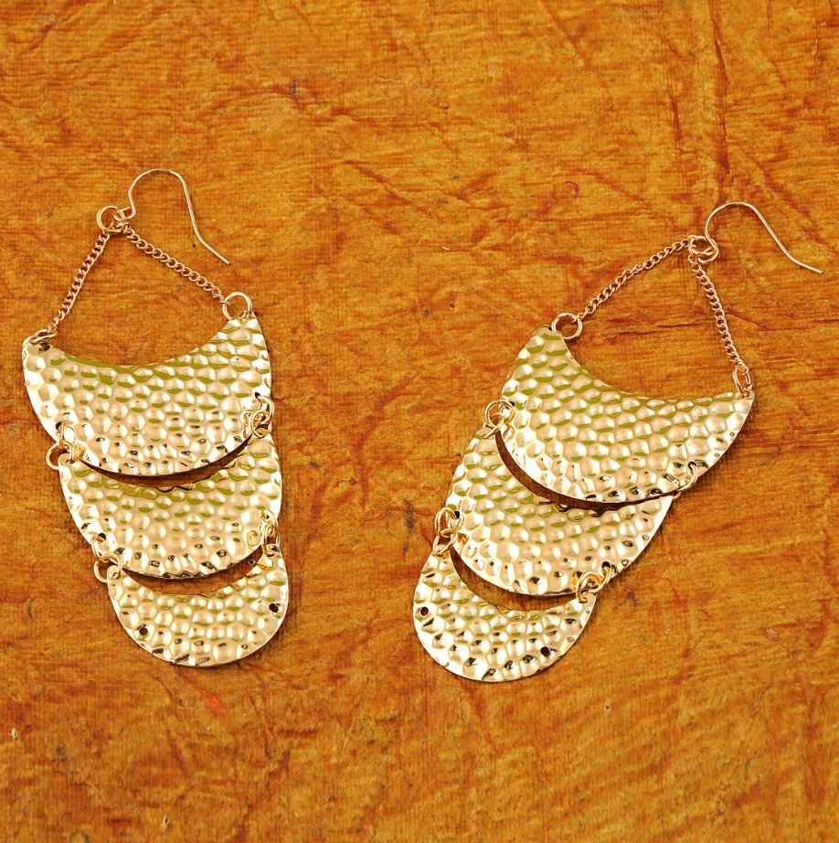 ( Pack Of 3 ) Gold and Silver Oxidised Moon Shaped Layered Drop Earring