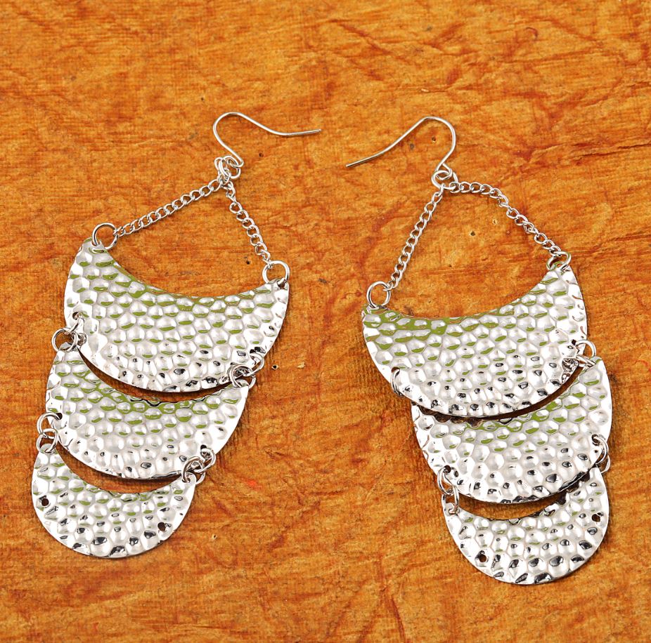 ( Pack Of 3 ) Gold and Silver Oxidised Moon Shaped Layered Drop Earring