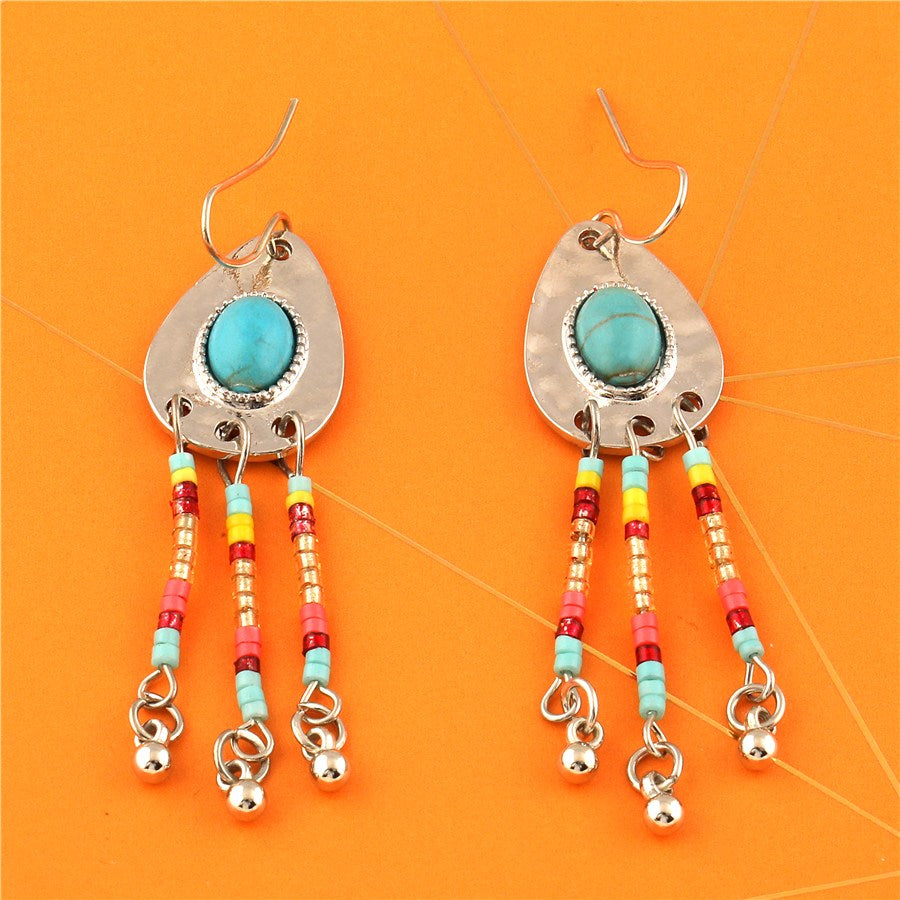 ( Pack Of 3 ) Silver Plated Acrylic Beads Dangle Drop Earring