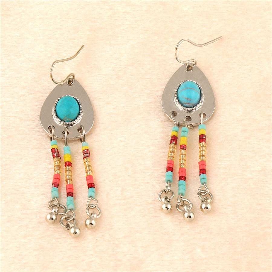 ( Pack Of 3 ) Silver Plated Acrylic Beads Dangle Drop Earring