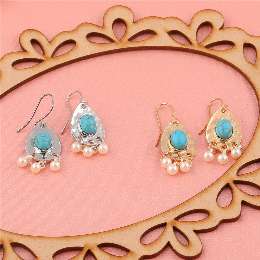 ( Pack Of 3)   Silver/Gold Plated Acrylic Beads Dangle Drop Earring