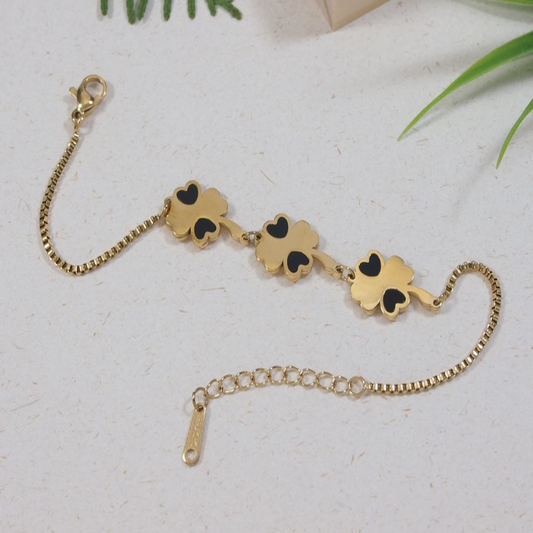 Stainless Steel Floral Link Bracelet