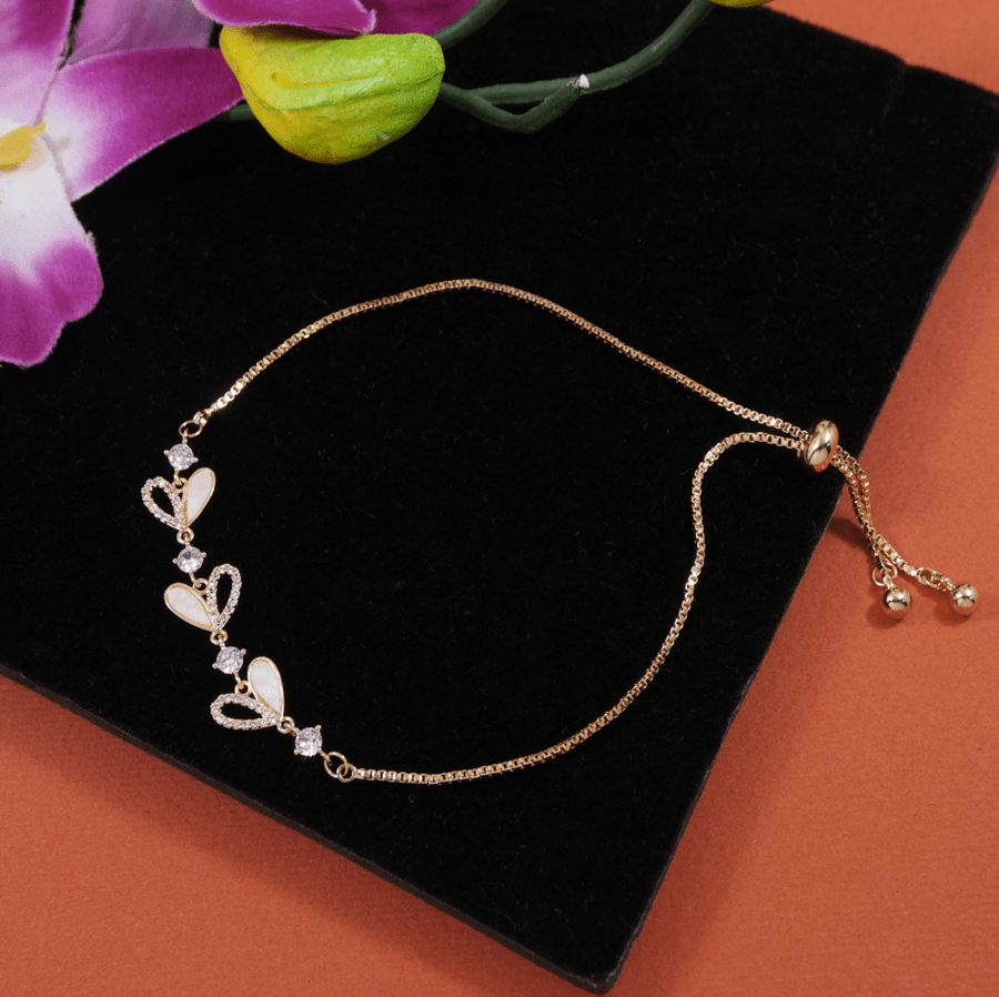 Korean Gold/Silver/Rosegold Plated CZ Vine Adjustable Bracelet