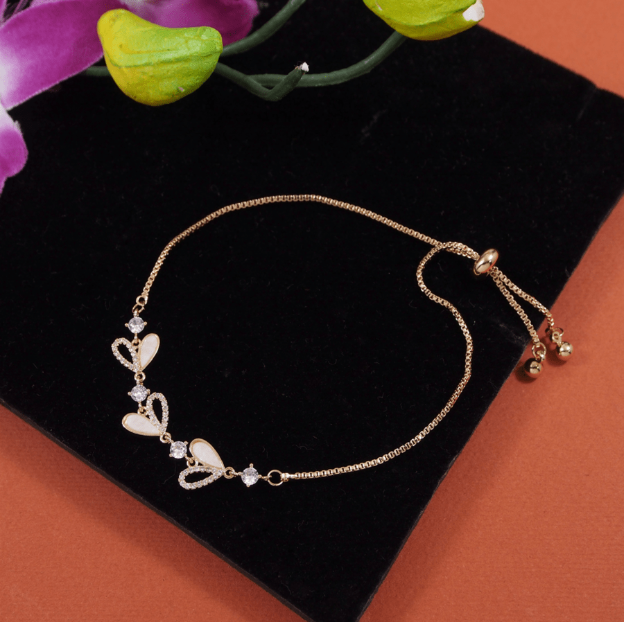 Korean Gold/Silver/Rosegold Plated CZ Vine Adjustable Bracelet