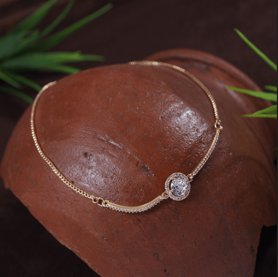 Korean Gold/Silver/Rosegold Plated CZ stone Fancy Adjustable Bracelet