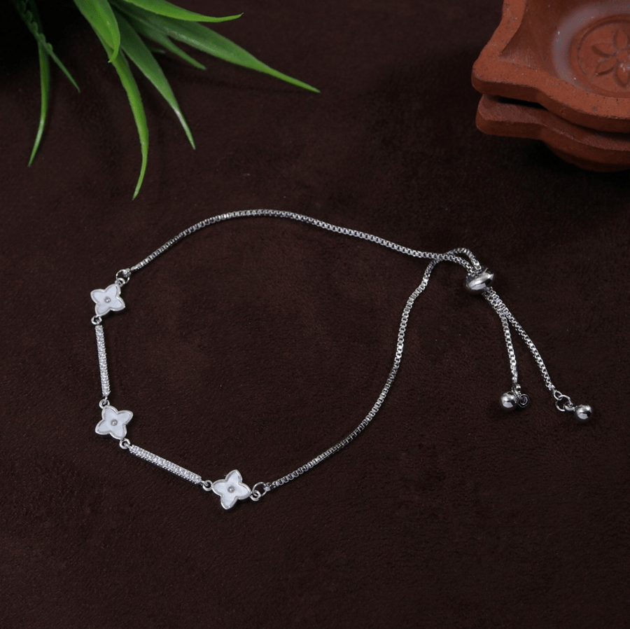 Korean Gold/Silver/Rosegold Plated Clover CZ Charm Adjustable Bracelet