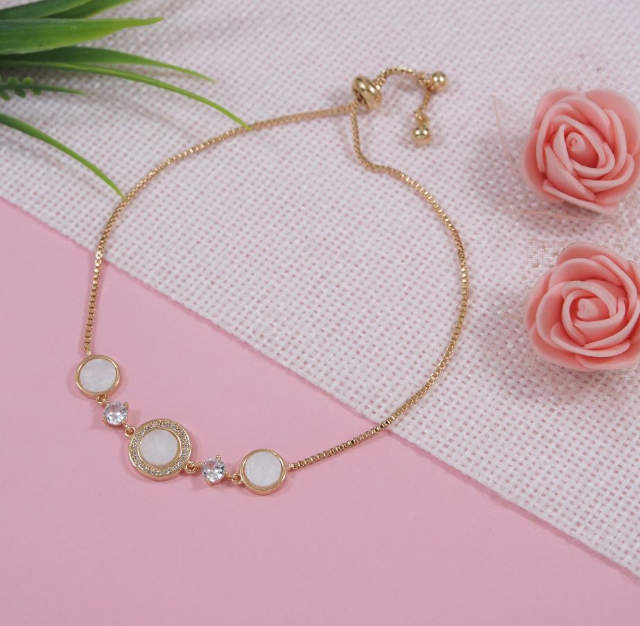 Korean Gold/Silver/Rosegold Plated Multi Coloured CZ Adjustable Bracelet