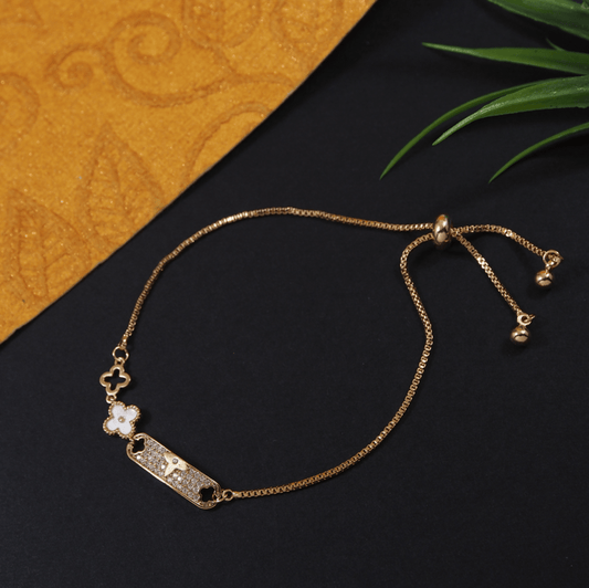 Korean Gold/Silver/Rosegold Plated Chain Link Clover Adjustable Bracelet
