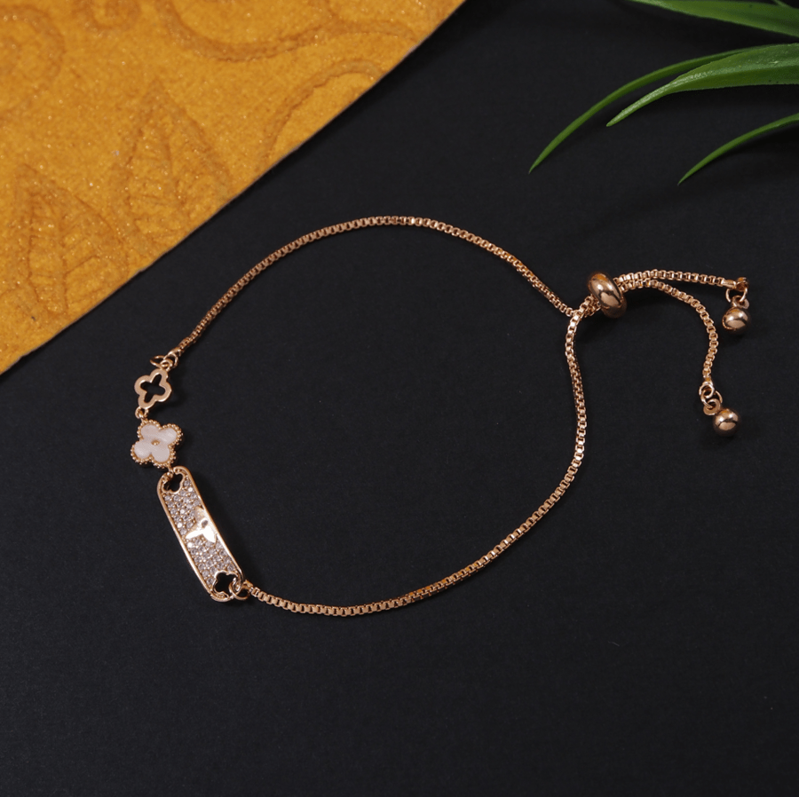 Korean Gold/Silver/Rosegold Plated Chain Link Clover Adjustable Bracelet