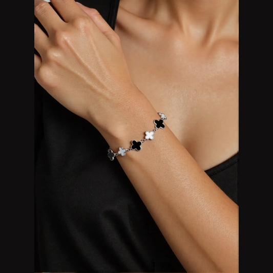 Stainless Steel Clover Link Bracelet