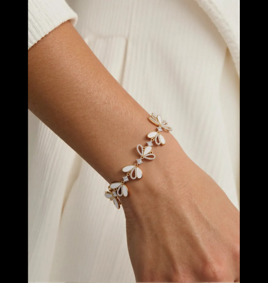 Korean Gold/Silver/Rosegold Plated CZ Vine Adjustable Bracelet