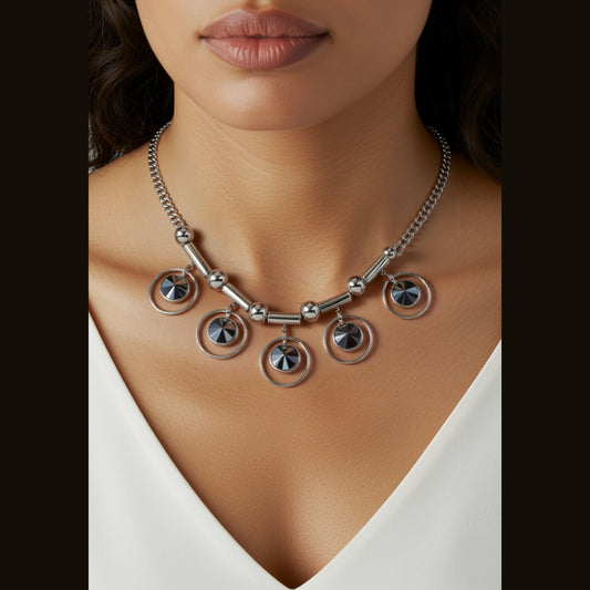 Hanging Crystal Pendent Chain Necklace