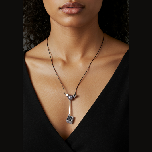 Hanging Cube Stone Studed Western Necklace