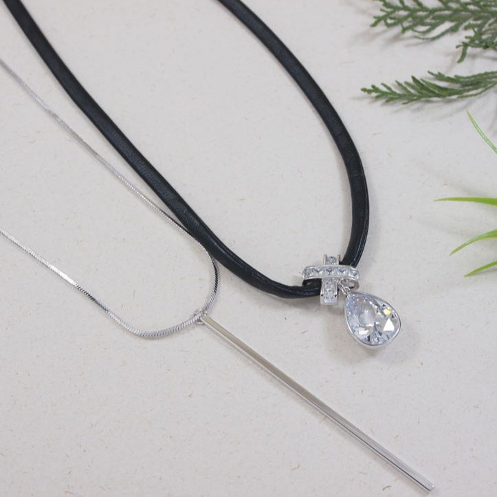 Double Layer Tear Drop Pendent Western Necklace